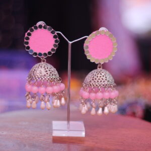 Bright Pink Mirror Chandelier Earrings