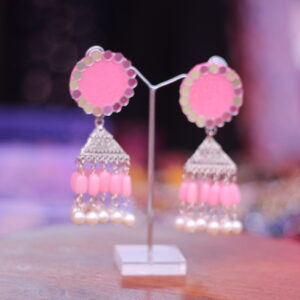 Bright Pink Mirror Earrings