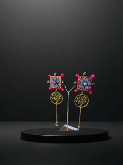 Red yellow blue indowestern earrings