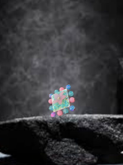 Square sky blue pink and blue indowestern ring - Image 2
