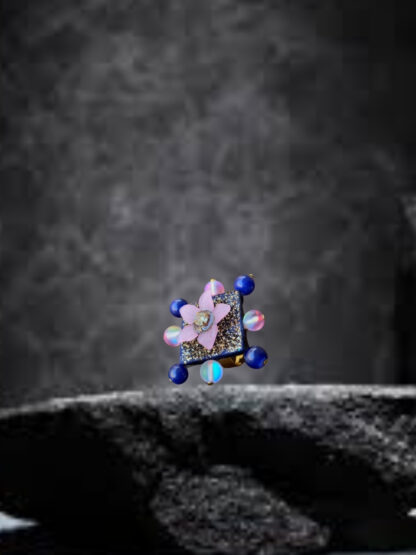 Square pink blue and sky-blue indowestern ring - Image 2