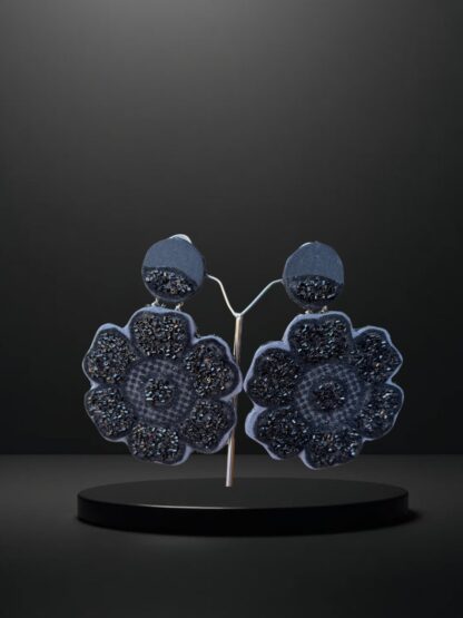 Grey black western earrings