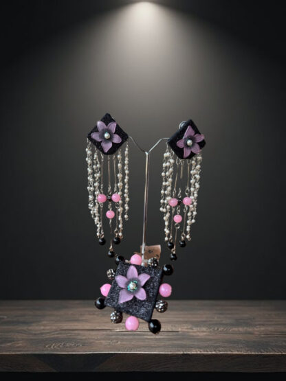Wine purple indowestern earrings - Image 3