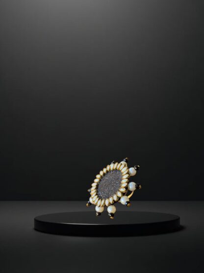 Grey pearl ethnic ring