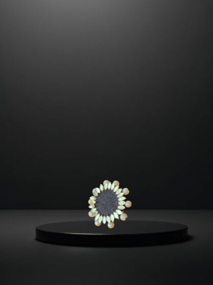 Grey round ethnic ring