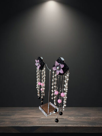 Wine purple indowestern earrings - Image 2
