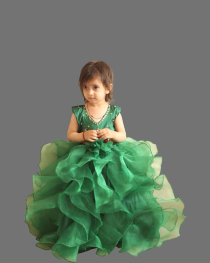 Green birthday special wear for girls