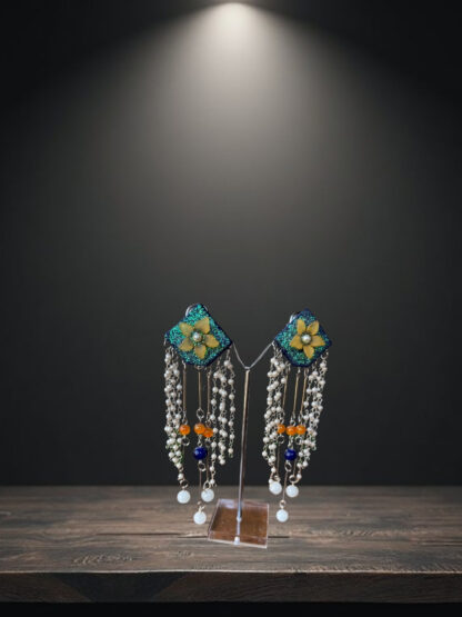 Green indo western earrings with Latkan