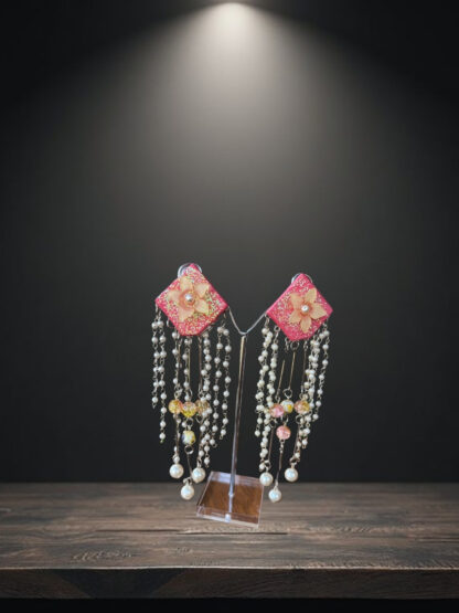 Red indo western earrings with Latkan