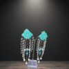 Sky blue indowestern earrings with Latkan
