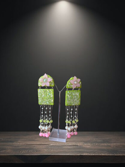 Green indo western earrings - Image 5