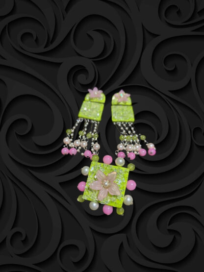 Green indo western earrings - Image 2