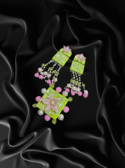 Green indo western earrings - Image 3