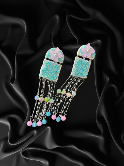 Sky blue indowestern earrings - Image 2