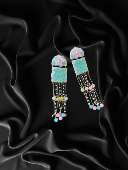 Sky blue indowestern earrings