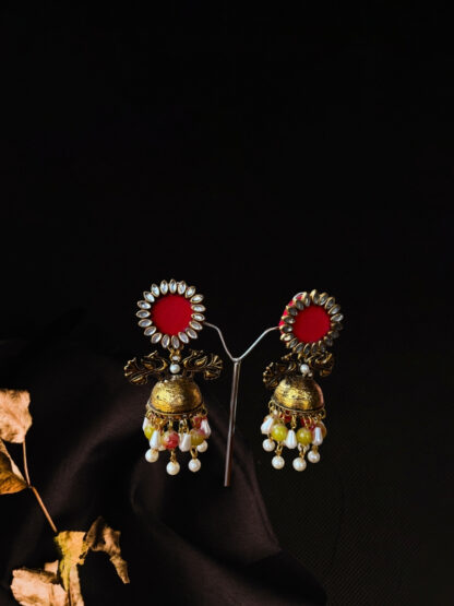 Red ethnic earrings - Image 3