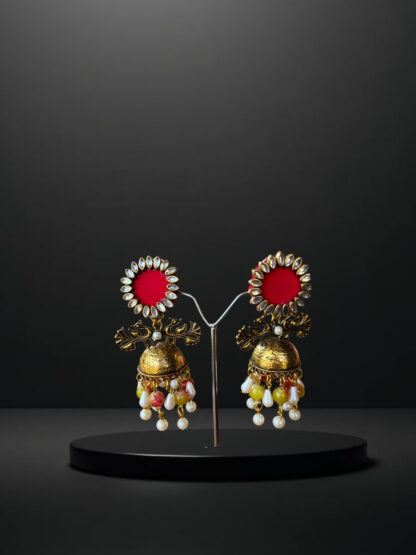 Red ethnic earrings