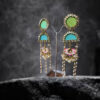 Sky-blue Green ethnic earrings - Image 3