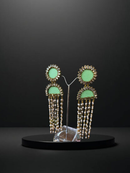 Light green ethnic earrings with Latkan