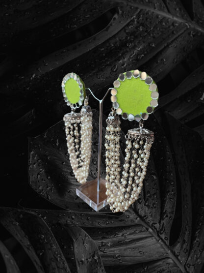 Green ethnic earrings - Image 3