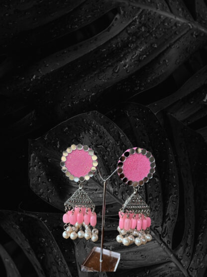 Pink ethnic earrings - Image 3