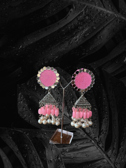 Pink ethnic earrings