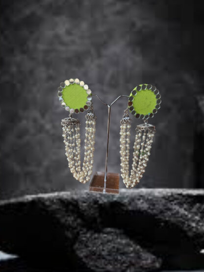 Green ethnic earrings - Image 2