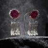 Strings of promise-Ruby red metallic dangling earrings - Image 5