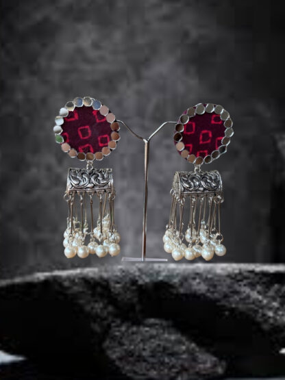 Strings of promise-Ruby red metallic dangling earrings - Image 5