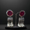 Strings of promise-Ruby red metallic dangling earrings - Image 4