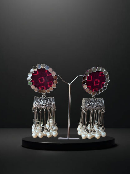 Strings of promise-Ruby red metallic dangling earrings - Image 4