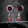 Strings of promise-Ruby red metallic dangling earrings - Image 3