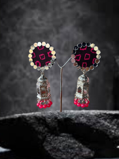 Strings of promise-Ruby red metallic dangling earrings - Image 3