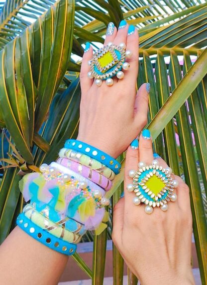 Multi colour bangles sky blue pink peach