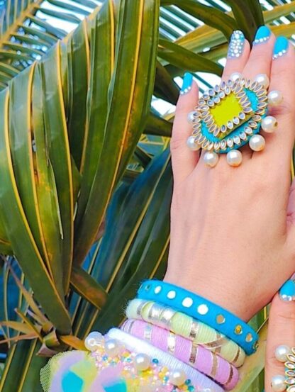 Multi colour bangles sky blue pink peach - Image 5
