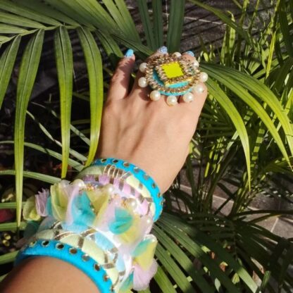 Multi colour bangles sky blue pink peach - Image 4