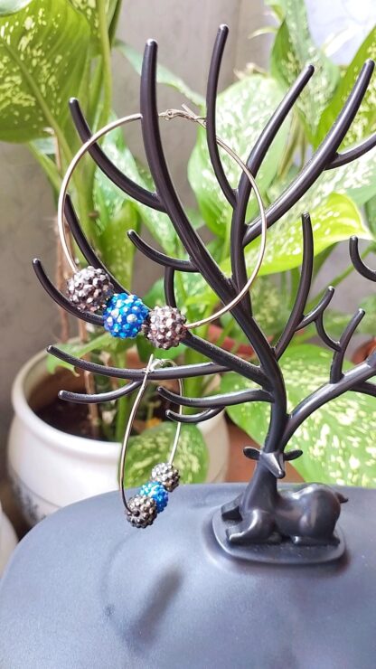 Blue brown western earrings